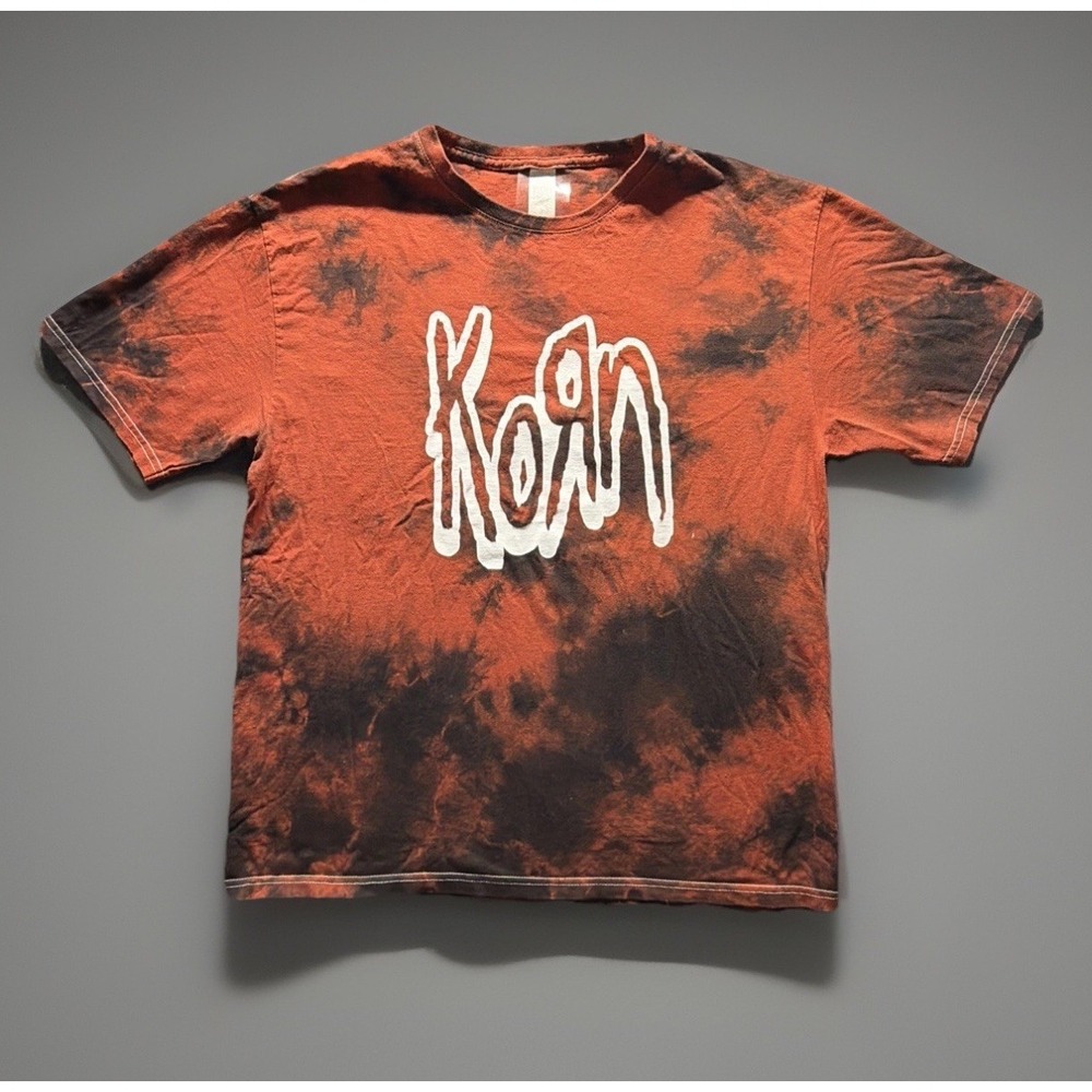 Vintage Korn Black/Orange Tye Dye 90s TShirt Band tee Euro Cotton Made in the UK